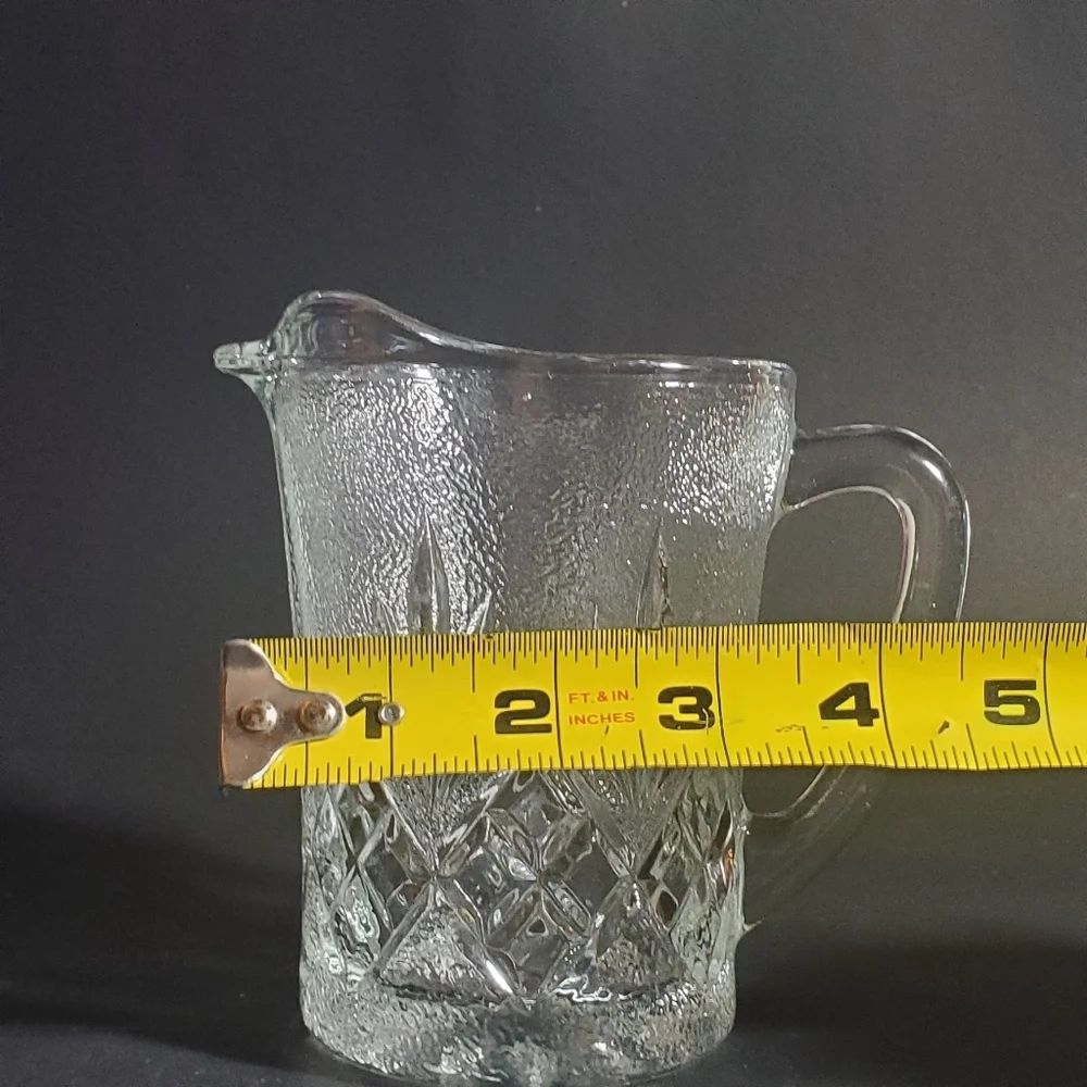 Vintage Glass Creamer, Small Textured Pitcher with 